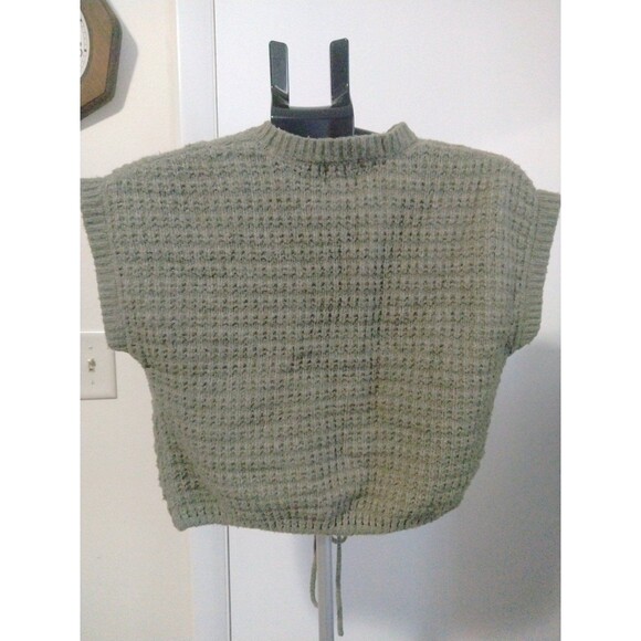 Women's Hippie Rose Crop Sweater * size SMALL * short sleeve green - Picture 5 of 7